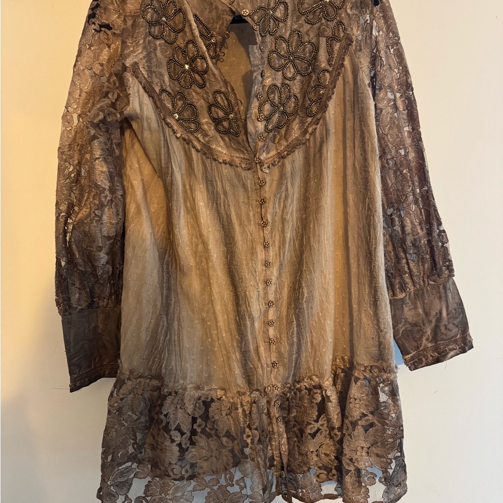 Elegant Lace Button-Down Blouse